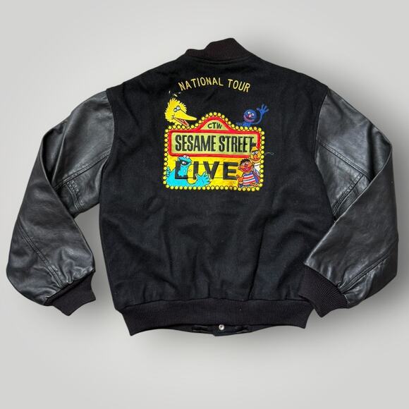 Sesame Street Other - RARE Vintage Sesame Street Live Jacket National Tour Varsity Leather Wool Black